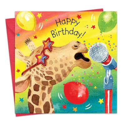Children's Birthday Card Giraffe Karaoke