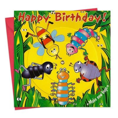 Children's Birthday Card Spinner - Jungle Bugs