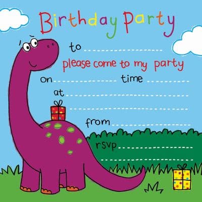 Dinosaur Children's Party Invitation.