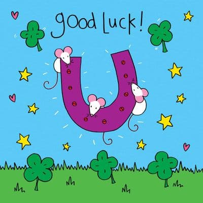 Four Leaf Clover Good Luck Card