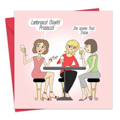 Funny Birthday Card Fluid Italian