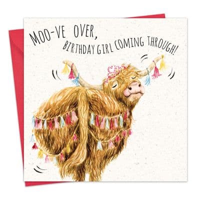 Funny Birthday Card - Highland Cow Birthday Girl