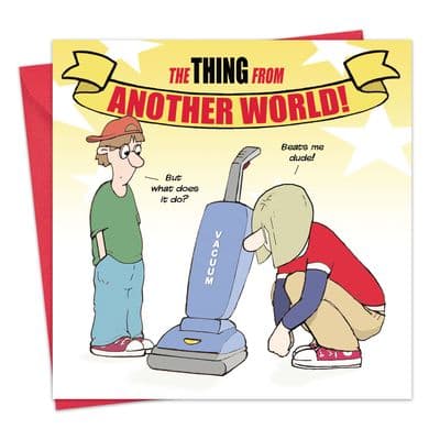 Funny Birthday Card Vacuum Confusion