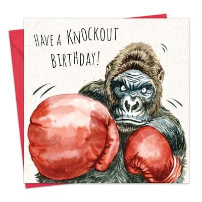 Funny Boxing Birthday Card For Him - Gorilla Knockout