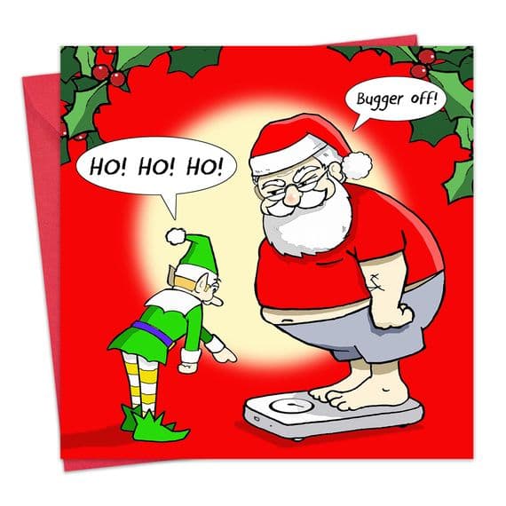 Fat Santa Funny Christmas Card  |  Merry Christmas Cards | Twizler