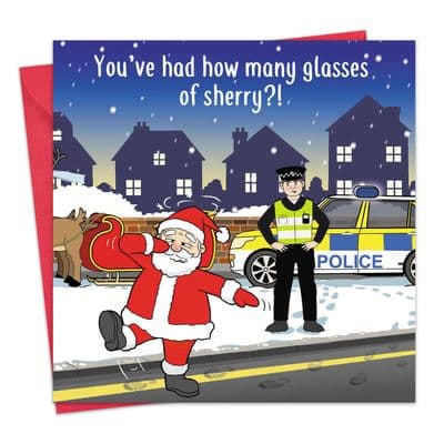 Funny Christmas Card - How Many Sherries?!