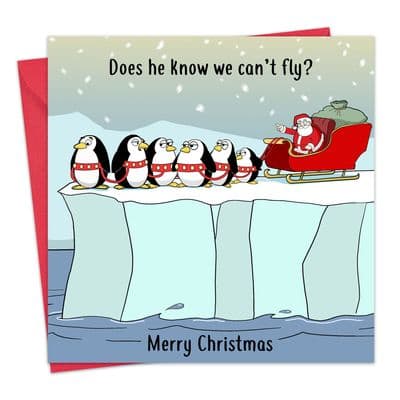 Funny Christmas Card - Penguins can't Fly