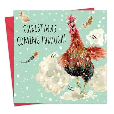Funny Christmas Card - Rooster - Coming Through