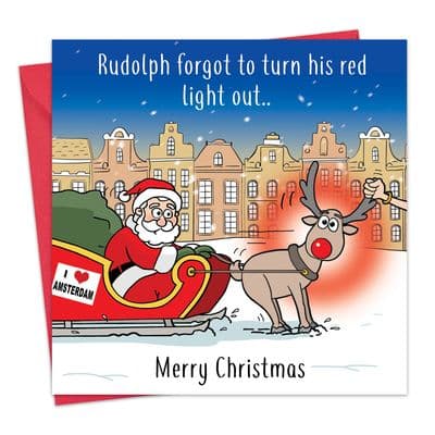 Funny Christmas Card - Rudolph Red Light District