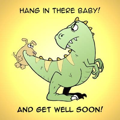Funny Dinosaur Get Well Soon Card