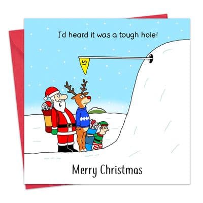 Funny Golf Christmas Card - Tough Hole