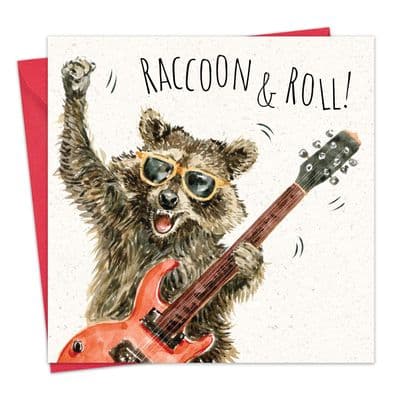Funny Music Birthday Card - Racoon & Roll