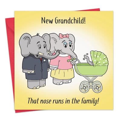 Funny New Grandchild Card Nose Genetics