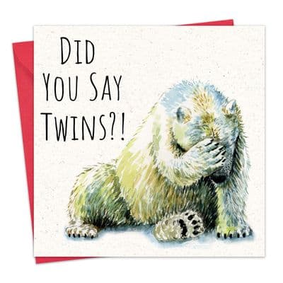 Funny New Twins Card - Polar Bear