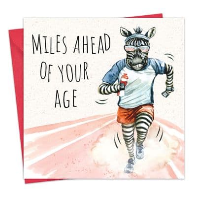 Funny Running Birthday Card - Zebra