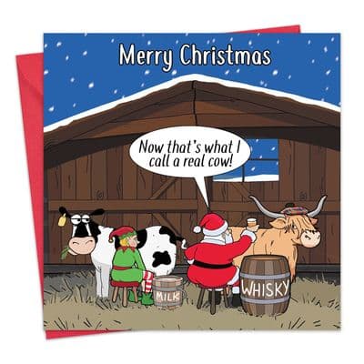 Funny Scotland Christmas Card - Scottish Highland Cow