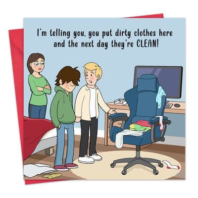 Funny Teenager Card - Laundry Chair