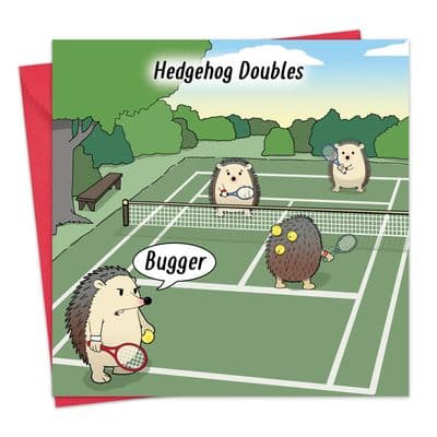 Funny Tennis Card - Hedgehog Doubles