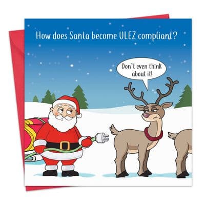 Funny ULEZ Christmas Card - Hybrid Sleigh