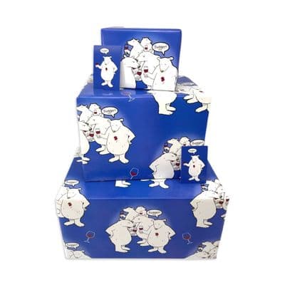 Funny Wrapping Paper - Red Wine Bear - 6 Sheets & 6 Tags - Adult Gift Wrap for Men or Women