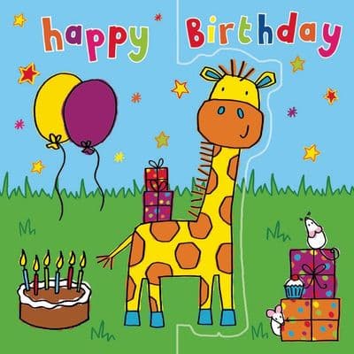 Giraffe Birthday Card, Sparkly Card - Pop Out Card