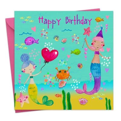 Girl's Birthday Card - Mermaids