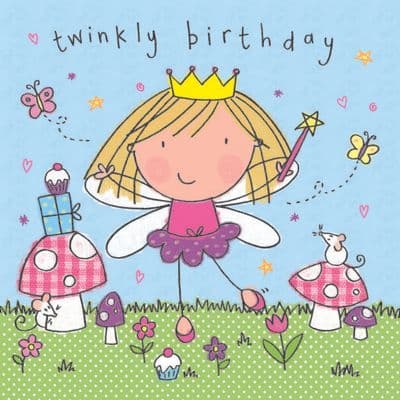Girls Twinkly Fairy Birthday Card
