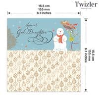 God Daughter Christmas Card with Gold Foiling, Contemporary Design and Red Envelope