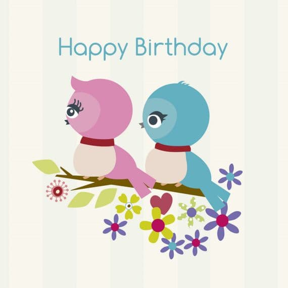 Happy Birthday - pair of lovebirds