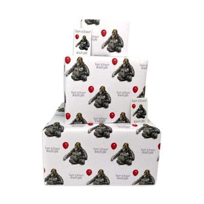 Happy Birthday Wrapping Paper for Men - Handsome Gorilla - 6 Sheets & 6 Tags & Matching Card
