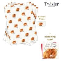 Funny Women's Wrapping Paper. Humour Birthday Gift Wrap. Scottish Highland Cow Scotland