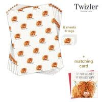 Funny Women's Wrapping Paper. Humour Birthday Gift Wrap. Scottish Highland Cow Scotland