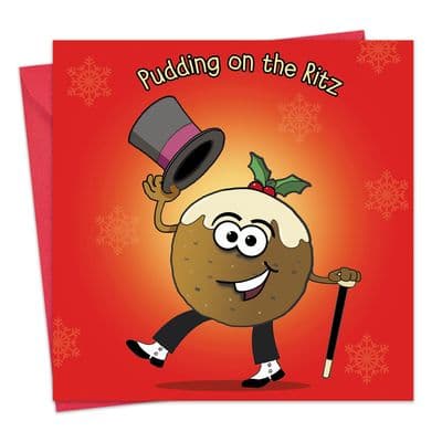 Happy Christmas Card Pudding On The Ritz