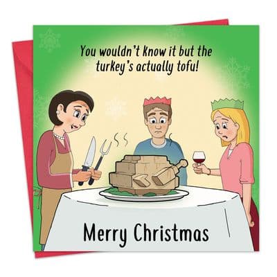 Happy Christmas Card Tofu Turkey