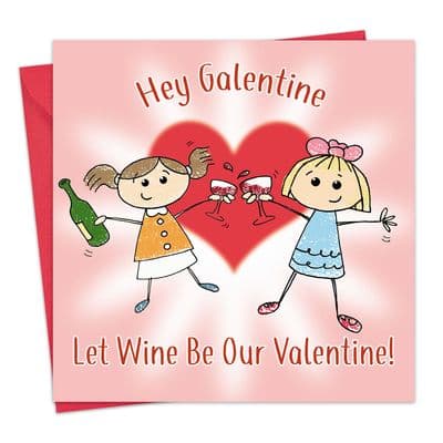 Happy Galentine's Day Card Wine