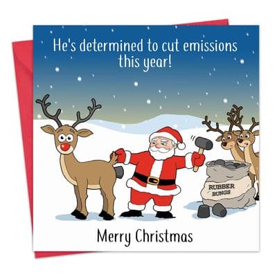 Humour Christmas Card Cutting Emissions