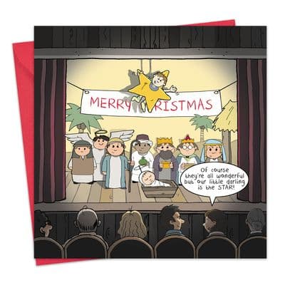 Humour Christmas Card Nativity Star