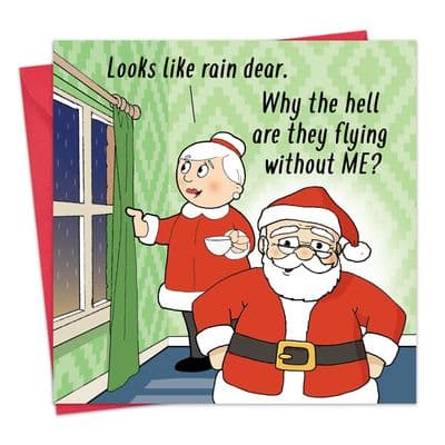 Humour Christmas Card Rain Dear