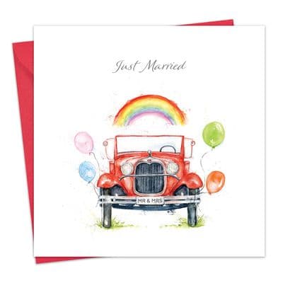 Just Married Card Vintage Car