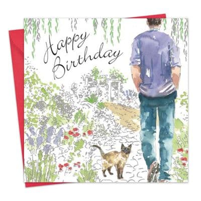 Male Birthday Card with Cat
