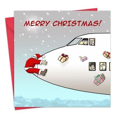 Merry Christmas Card Aeroplane Crash