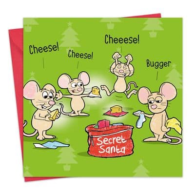 Mouse Secret Santa Happy Christmas Card