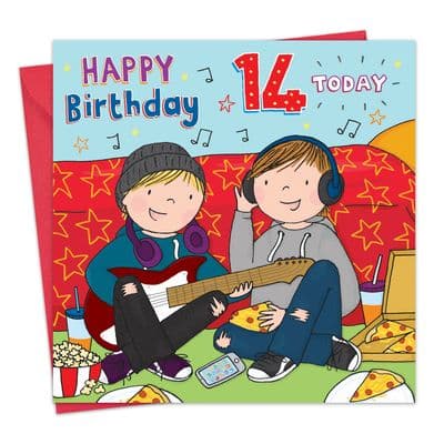 Music Age 14 Birthday Card For Boy