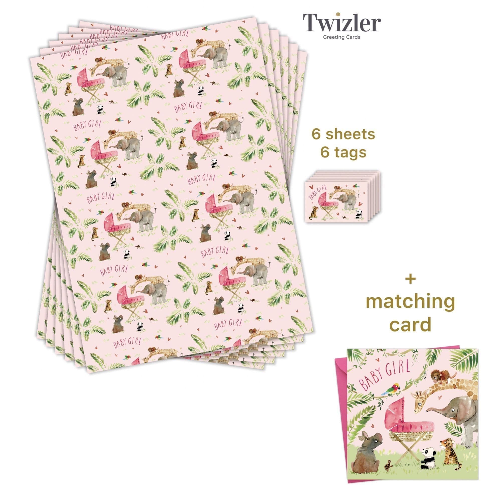 New Baby Girl Wrapping Paper. Cute Baby Shower Gift Wrap