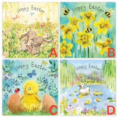 Pack of 12 Cute Easter Cards - 6 Design Options to Choose From