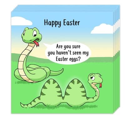 Pack of 12 Funny Easter Cards - Snakes Missing Eggs Design