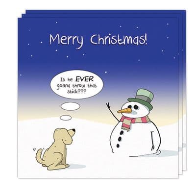 Pack of 3 Funny Christmas Cards - Ever Going to Throw Stick Design