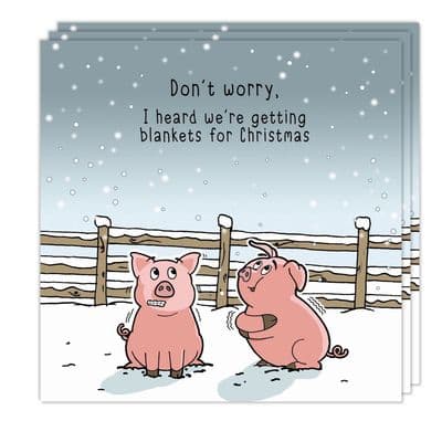 Pack of 3 Funny Christmas Cards - Pigs In Blankets Design