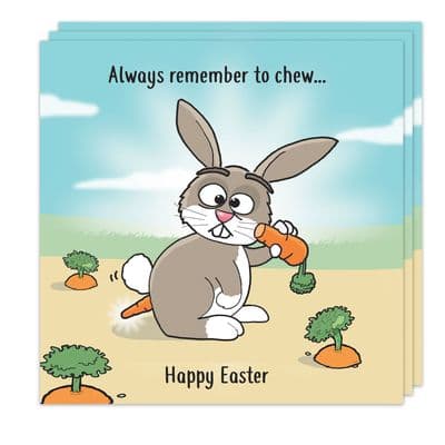 Pack of 3 Funny Easter Cards - Rabbit & Carrot Design