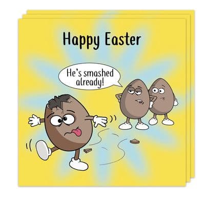 Pack of 3 Funny Easter Cards - Smashed Egg Design